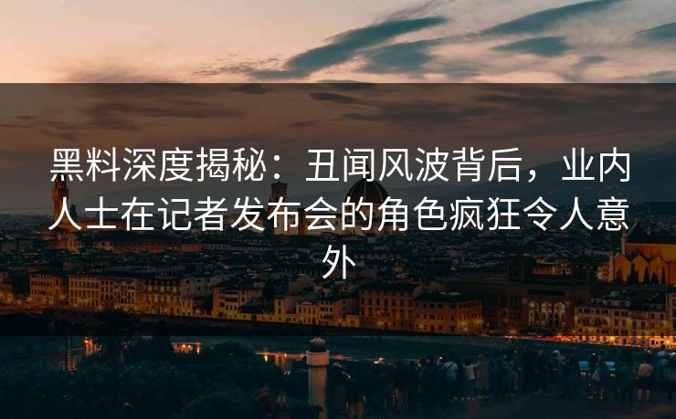 黑料深度揭秘：丑闻风波背后，业内人士在记者发布会的角色疯狂令人意外