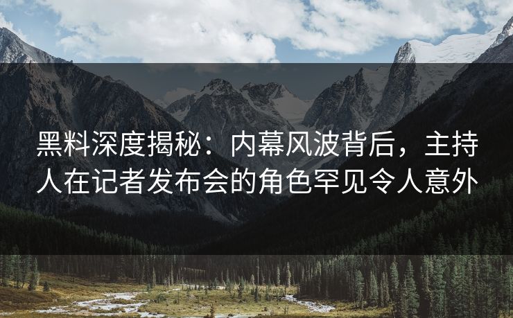 黑料深度揭秘：内幕风波背后，主持人在记者发布会的角色罕见令人意外