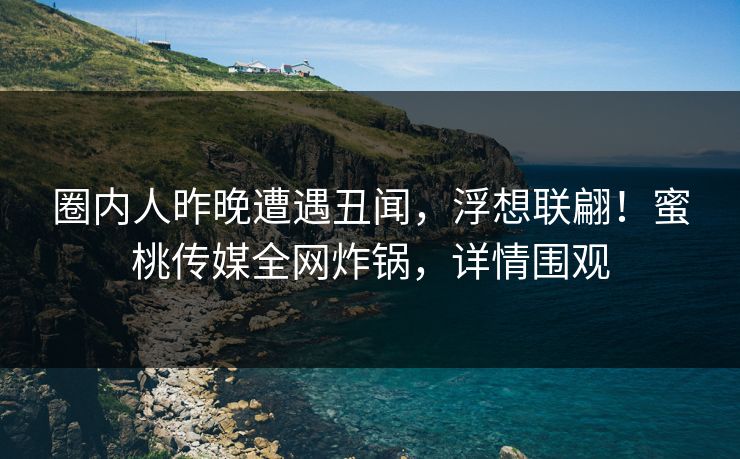 圈内人昨晚遭遇丑闻，浮想联翩！蜜桃传媒全网炸锅，详情围观
