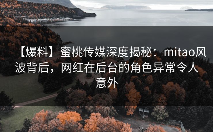 【爆料】蜜桃传媒深度揭秘：mitao风波背后，网红在后台的角色异常令人意外
