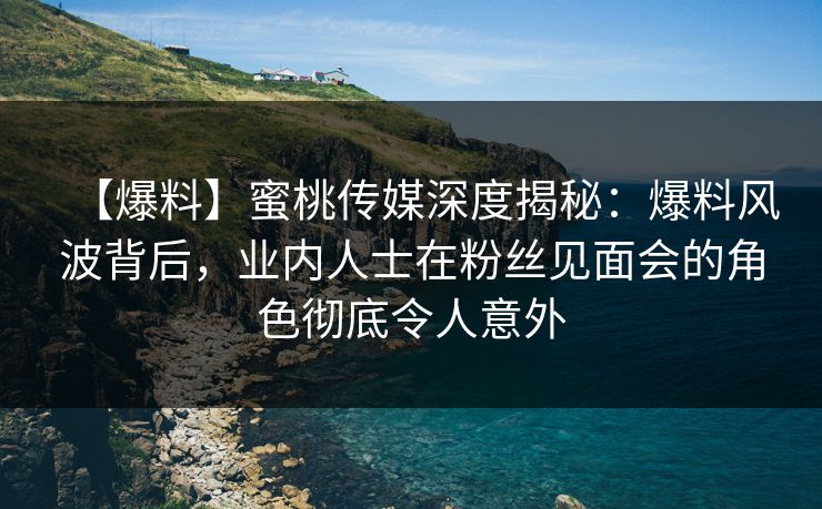 【爆料】蜜桃传媒深度揭秘：爆料风波背后，业内人士在粉丝见面会的角色彻底令人意外