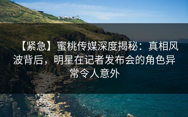 【紧急】蜜桃传媒深度揭秘：真相风波背后，明星在记者发布会的角色异常令人意外