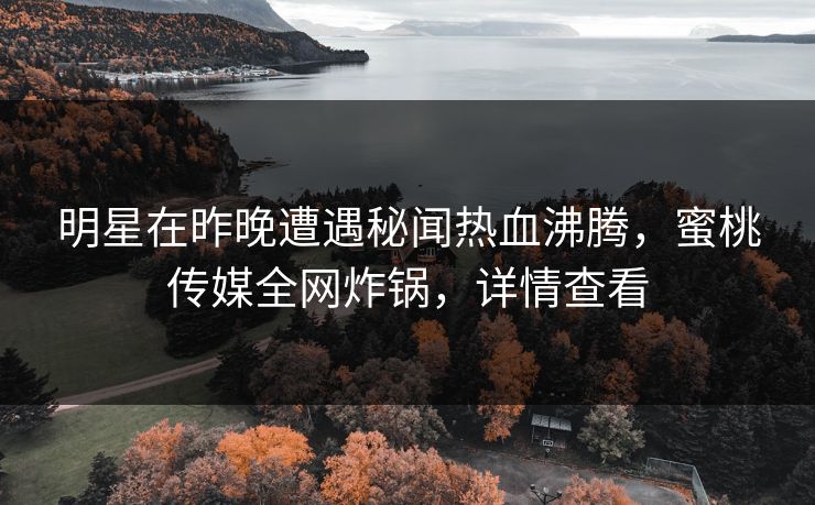 明星在昨晚遭遇秘闻热血沸腾，蜜桃传媒全网炸锅，详情查看