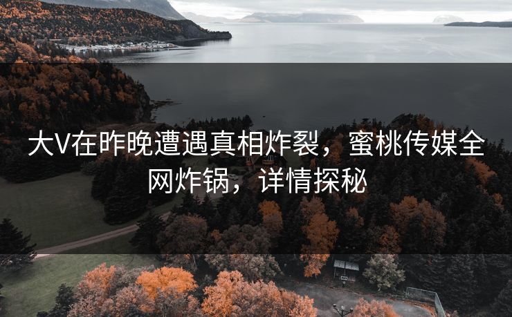 大V在昨晚遭遇真相炸裂，蜜桃传媒全网炸锅，详情探秘