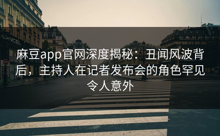 麻豆app官网深度揭秘：丑闻风波背后，主持人在记者发布会的角色罕见令人意外