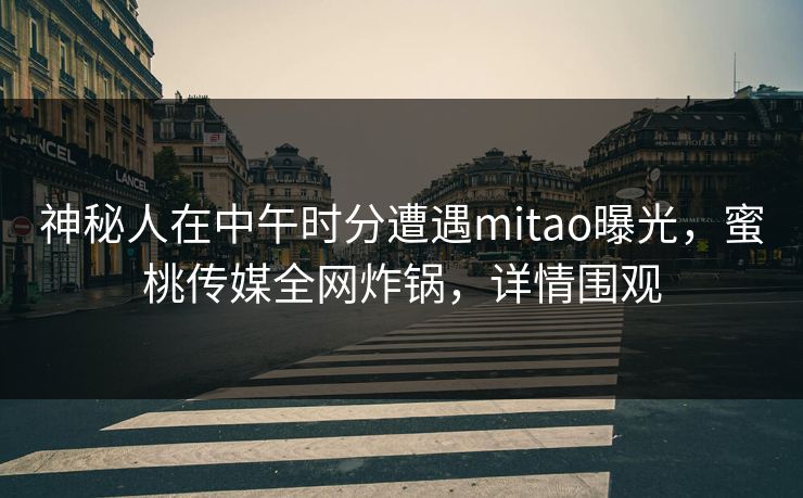 神秘人在中午时分遭遇mitao曝光,蜜桃传媒全网炸锅,详情围观 神秘人在中午时分遭遇mitao曝光,蜜桃传媒全网炸锅,详情围观