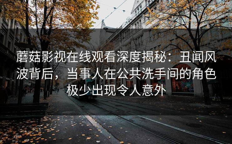 蘑菇影视在线观看深度揭秘：丑闻风波背后，当事人在公共洗手间的角色极少出现令人意外